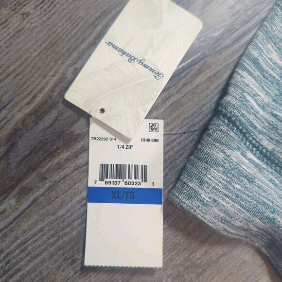 Tommy Bahama Men's XL Heather Green Pullover 1/4 Zip Sweater Sweatshirt NWT - Picture 14 of 14